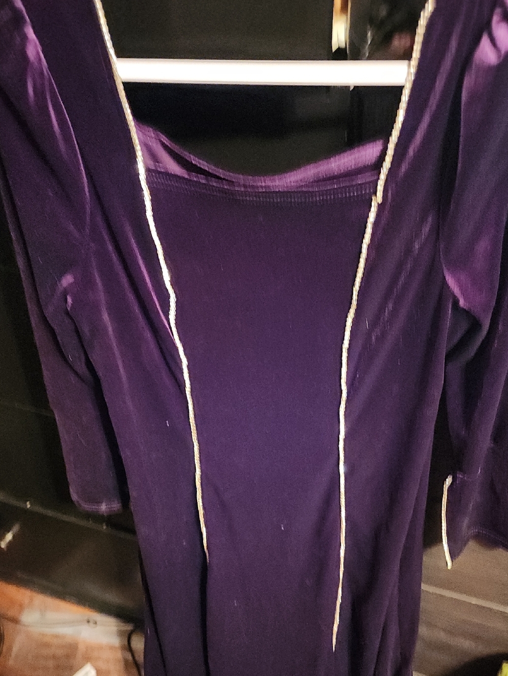 SHEIN Purple Long Sleeve Maxi Dress with Gold Trim